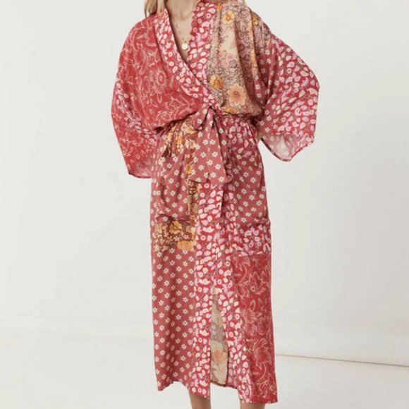 Spell Asymmetrical Dress in Red and Gold - Picture 5 of 5